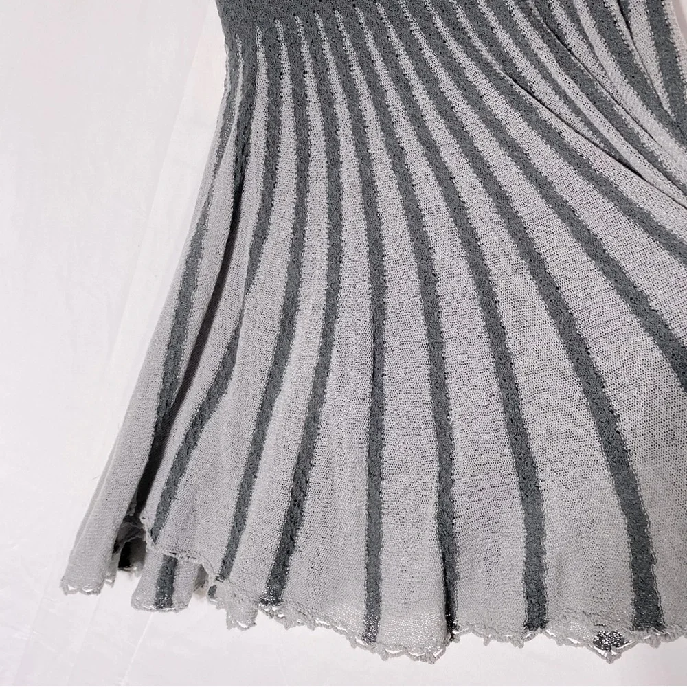 Vero Moda Grey Striped Knit Midi Skirt M Boho Fairycore Whimsigoth - Picture 8 of 14